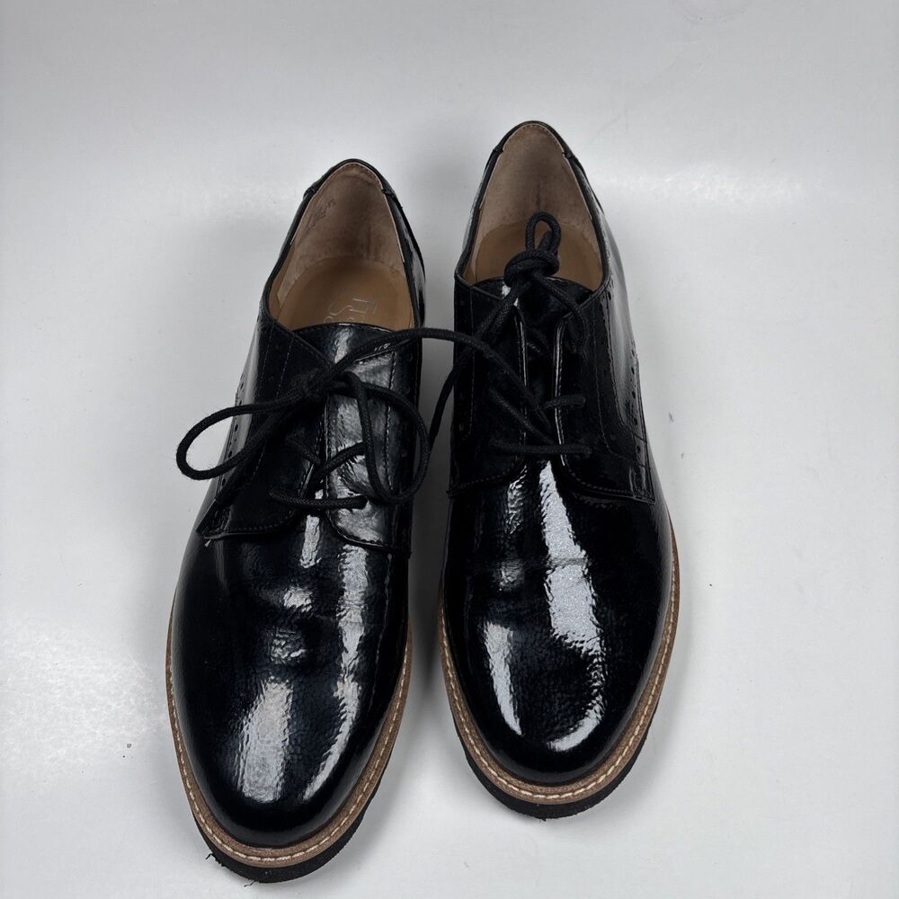 Franco Sarto Black Patent Leather Oxford Lace-Up Comfort Shoes Women sz 7.5